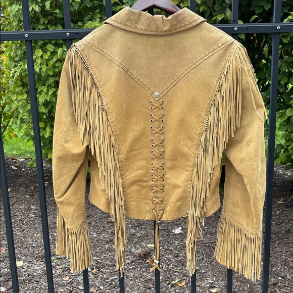 Cripple Creek M L tan suede braided fringe coat - Picture 4 of 17